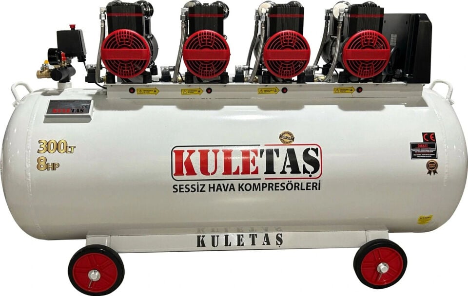 Kuletaş 300 Litre 8 Hp Sessiz & Yağsız Premium Kafa Hava Kompresörü