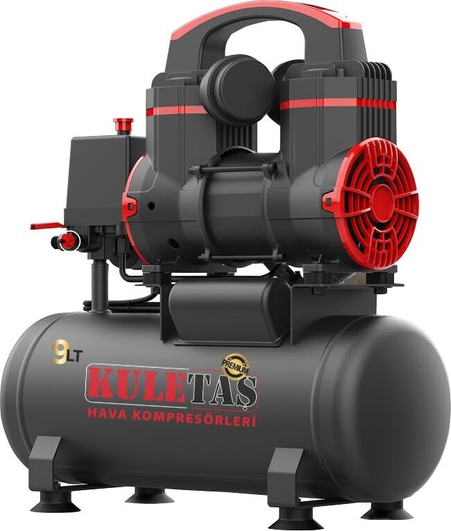 Kuletaş Premium 9 Litre Sessiz Yağsız Hava Kompresörü 1,4 Hp (Italyan Tasarım)