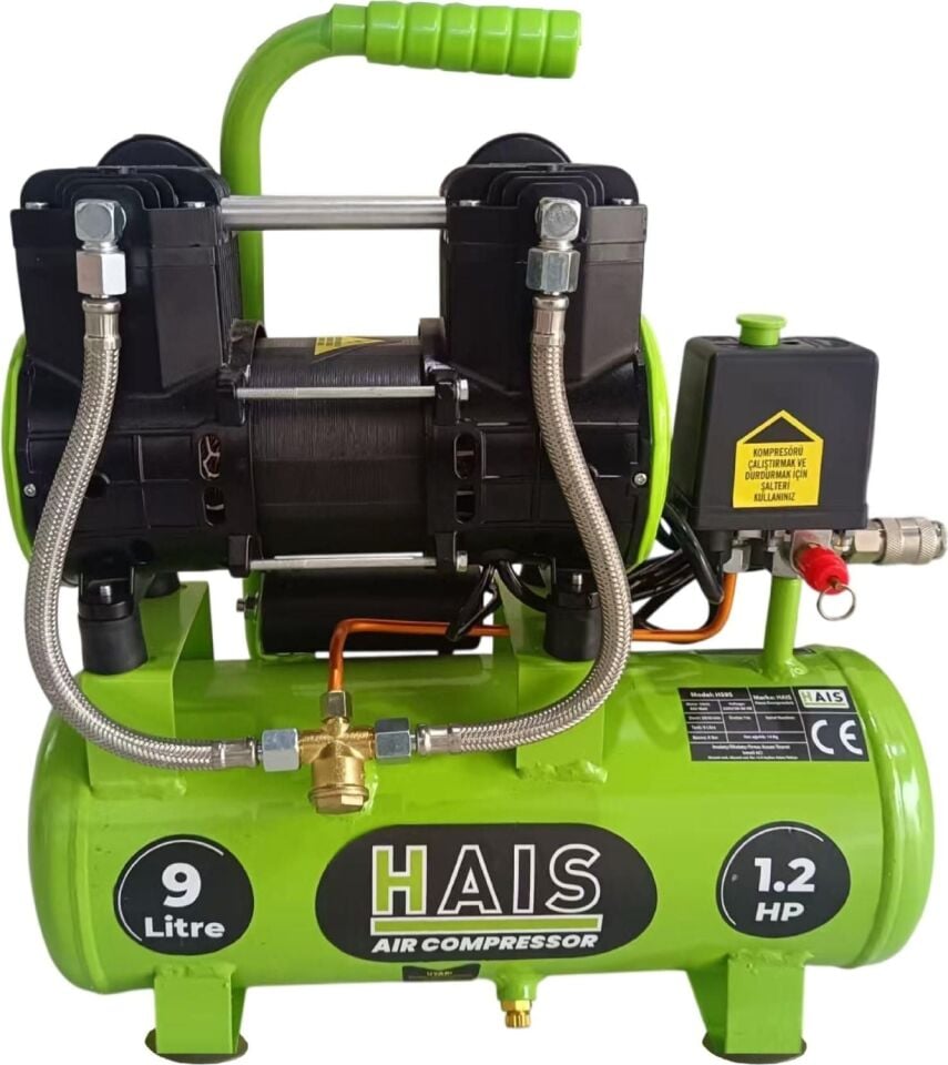 Hais 9 Litre Sessiz Yağsız Hava Kompresörü 0,75 Hp