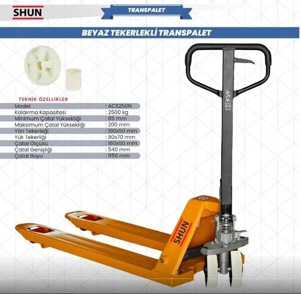 Transpalet 2,5 Ton Nylon ACS250N Shun