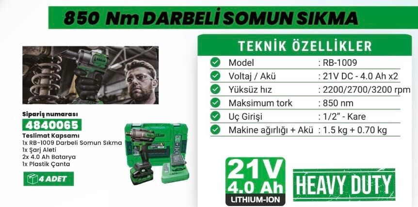 Haıspro Profesyonel S30 RB-1010 1100 Nm 4.0AH Darbeli Somun Sıkma