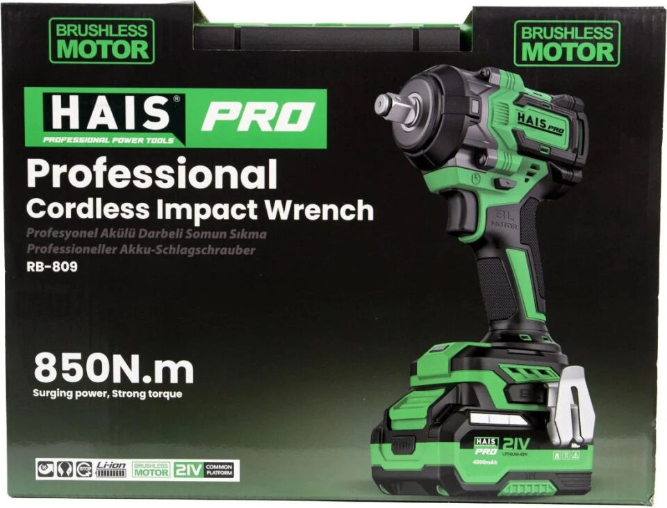 Hais Pro RB-809 850 Nm 21 V Profesyonel Darbeli Somun Sıkma
