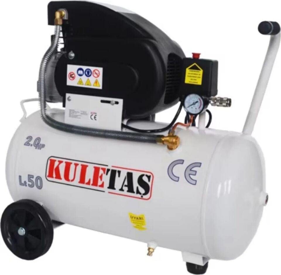 Kuletaş 2201 - 2400 Watt 50 Litre Yağlı Sesli Hava Kompresörü 8 Bar ve Havalı Alet Seti 5 Parça 600-650 50