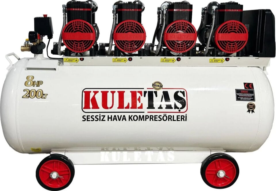 Kuletaş 200LİTRE 8hp Premium Sessiz Yağsız Hava Kompresörü Dental