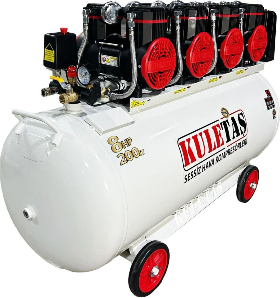 Kuletaş 200LİTRE 8hp Premium Sessiz Yağsız Hava Kompresörü Dental