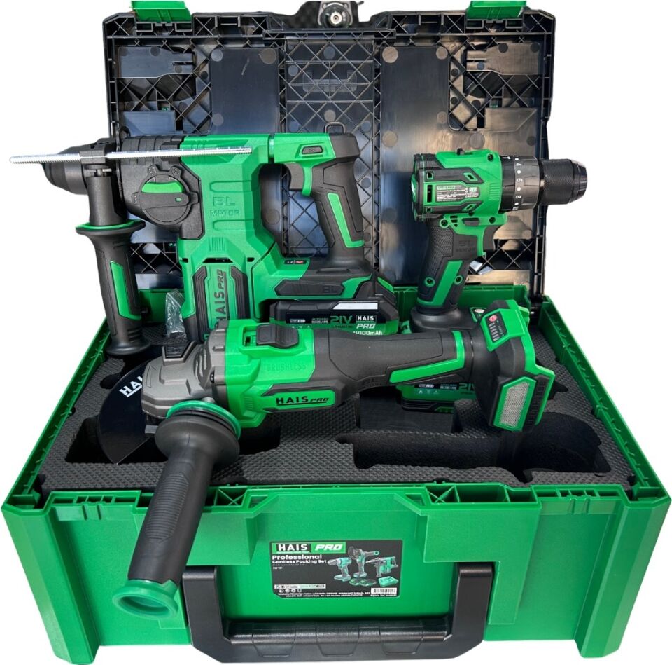 Haispro Akülü Set - 3'lü Profesyonel Akülü Set + 2x4 Ah Çift Akü - Rb-01